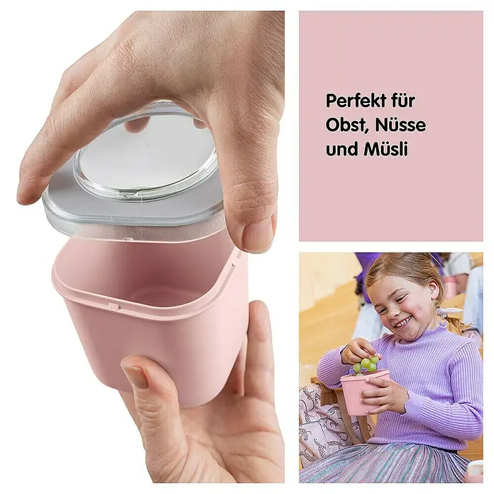 Sunware Sigma home Lunchbox Food to go - L x B x H: 9,3 x 9,3 x 16,7 cm, Farbe: Rosa - Pinke Vorratsdose mit transparentem Deckel, ideal für Obst, Nüsse und Müsli. Praktisch für unterwegs und für Kinder.