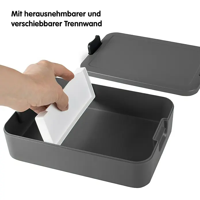 Sunware Sigma home Lunchbox Food to go - L x B x H: 24 x 17 x 6,5 cm, Anthrazit - Brotdose mit herausnehmbarer und verschiebbarer Trennwand. Ideal für unterwegs, um Speisen getrennt aufzubewahren.