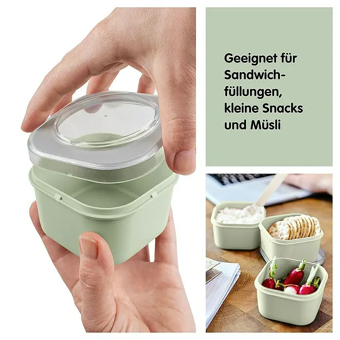 Sunware Sigma home Lunchbox Food to go - L x B x H: 11,5 cm x 11,5 cm x 18,5 mm, Grün - Dose aus Kunststoff, perfekt für Sandwich-Füllungen, kleine Snacks und Müsli. Ideal für unterwegs und hält alles frisch.