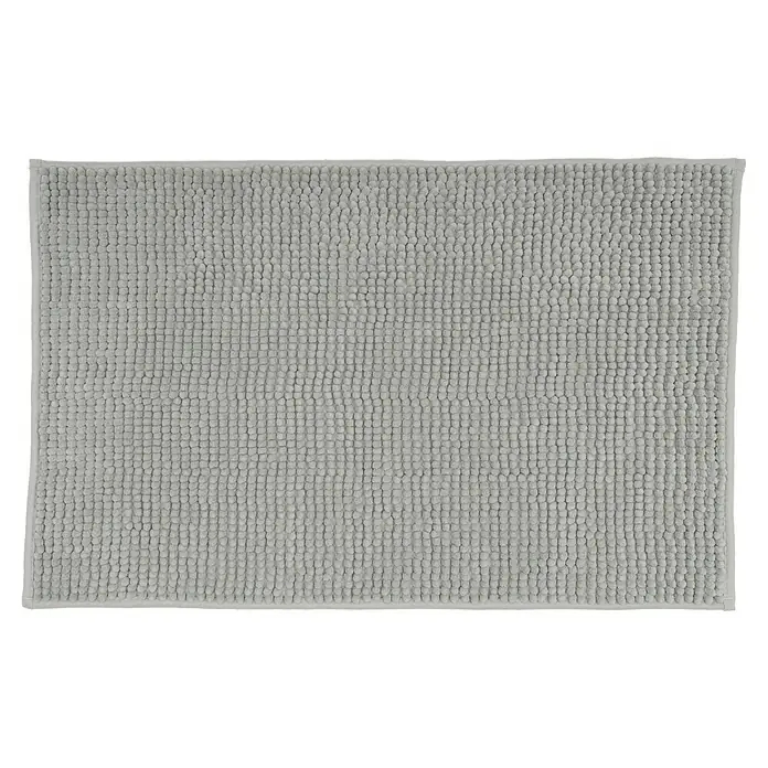 Camargue Badteppich Zottel - 50 x 80 cm, Manhattan, 100% Polyester - Ein rechteckiger, grauer Badvorleger mit Noppenstruktur bietet Komfort und Sicherheit im Badezimmer. Er absorbiert Wasser und ist rutschfest.