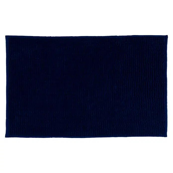 Camargue Badteppich Zottel - 50 x 80 cm, Marine, 100% Polyester - Dunkelblaue Badematte mit gerippter Textur, ideal für ein stilvolles und komfortables Badezimmer.