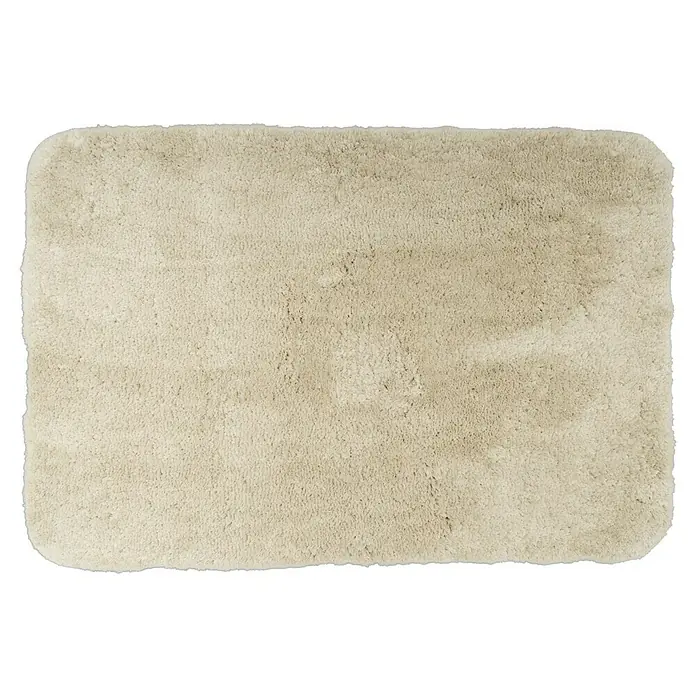 Camargue Badteppich Wuschel - 90 x 60 cm, Beige - Weicher, rechteckiger, beigefarbener Badezimmerteppich mit flauschiger Textur, ideal für Komfort und Stil in Ihrem Badezimmer.