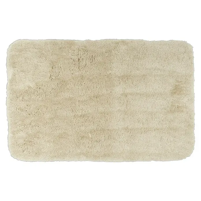 Camargue Badteppich Wuschel - 80 x 50 cm, Beige - Ein beiger, rechteckiger Teppich mit einer weichen, flauschigen Textur, der Wärme und Komfort in jeden Raum bringt.