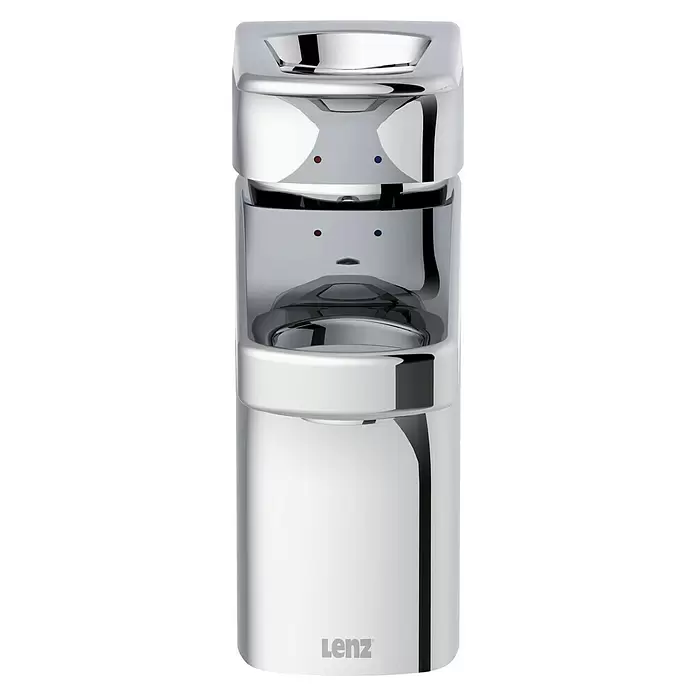 Lenz Waschtischarmatur Inoa - Chrom, Glänzend - Eleganter, verchromter automatischer Wasserspender mit roten und blauen Warm-/Kaltanzeigen und berührungslosem Sensor.