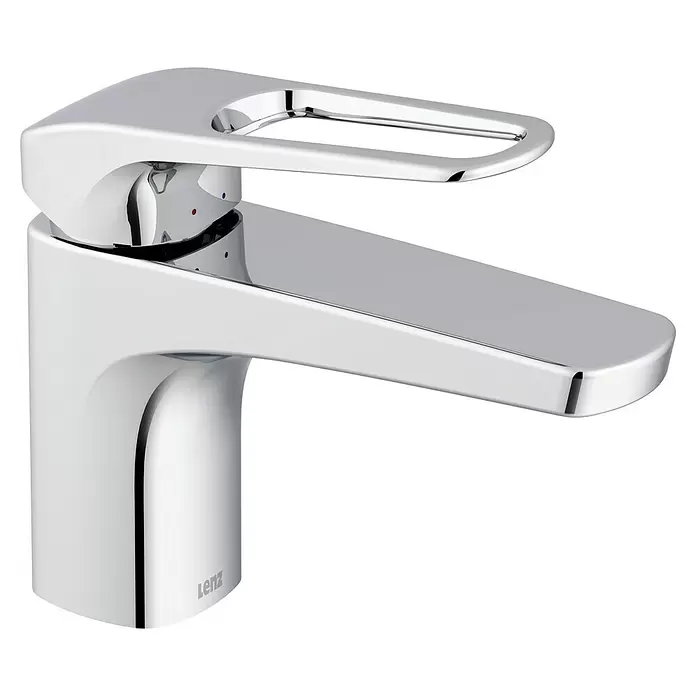 Lenz Waschtischarmatur Inoa - Chrom, Glänzend - Polierte Chrom-Einhebelarmatur mit modernem, geschwungenem Design, offenem Griff und Warm-/Kaltanzeigen.
