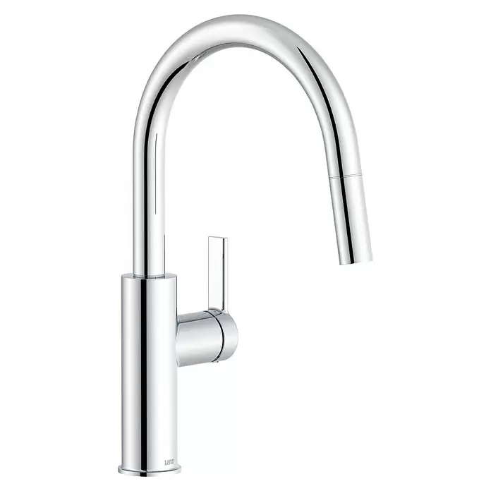Lenz Spültischarmatur Anela - Chrom, Glänzend, Mit Handbrause - Polierte Chrom-Küchenarmatur mit hohem Auslauf und Einhebelgriff.