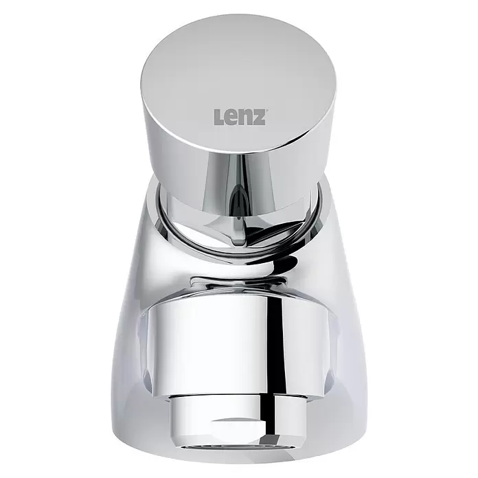 Lenz Kaltwasser-Standventil Keko - Chrom, Glänzend - Polierter Chrom Einhebel-Wasserhahn mit 'Lenz'-Logo oben.
