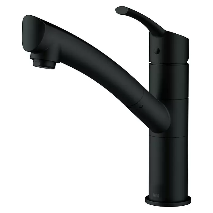 Lenz Spültischarmatur Nexo - Schwarz, Matt - Mattschwarze Küchenarmatur mit gebogenem Auslauf und Einhebelgriff.