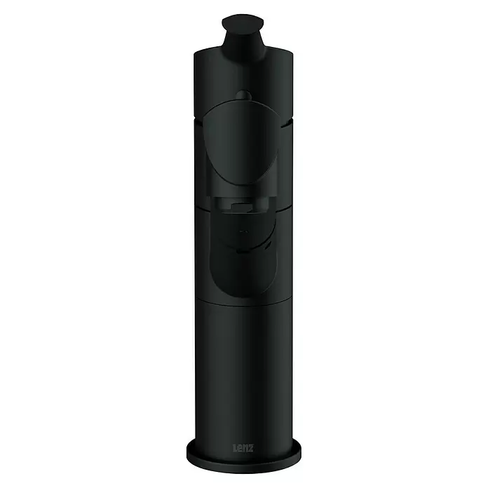 Lenz Spültischarmatur Nexo - Schwarz, Matt - Matt schwarzer moderner Wasserhahn mit Gelenkdesign und Lenz-Branding.
