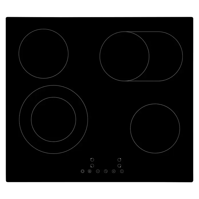 PKM Kochfeld KF4-2KB G - L x B x H: 52 x 59 x 5 cm, Anzahl Normalkochstellen: 4 Stk. - Schwarzes Elektrokochfeld mit vier Kochzonen und Touch-Bedienelementen.