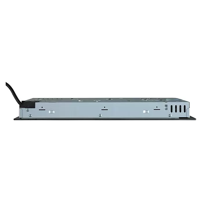 PKM Kochfeld EB-GK-2TCG - Anzahl Normalkochstellen: 2 Stk. - Silberfarbenes Elektronikbauteil mit schwarzem Netzkabel links und belüfteten Seiten.