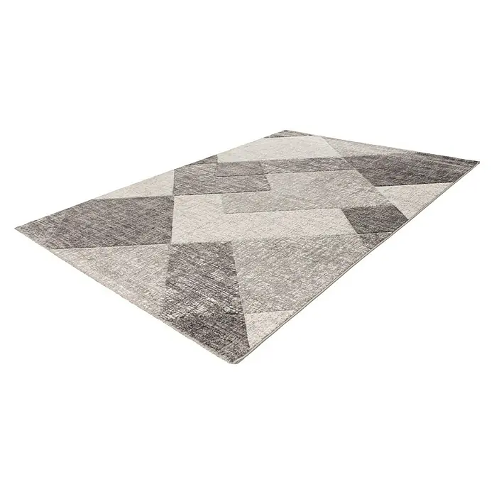 Kurzflorteppich Trendy Carving - Silber, 230 x 160 cm, 100 % Polypropylen - Ein grauer Teppich mit geometrischem Muster, ideal für ein modernes Zuhause. Der Teppich ist detailreich und verleiht dem Raum einen stilvollen Touch.