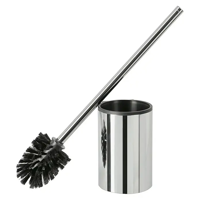 Keuco Plan Ersatzbürste - Schwarz/Chrom - Eine glänzende Toilettenbürste mit Halter, ideal für ein modernes Badezimmerdesign. Das Set kombiniert Funktionalität mit einem eleganten Look.