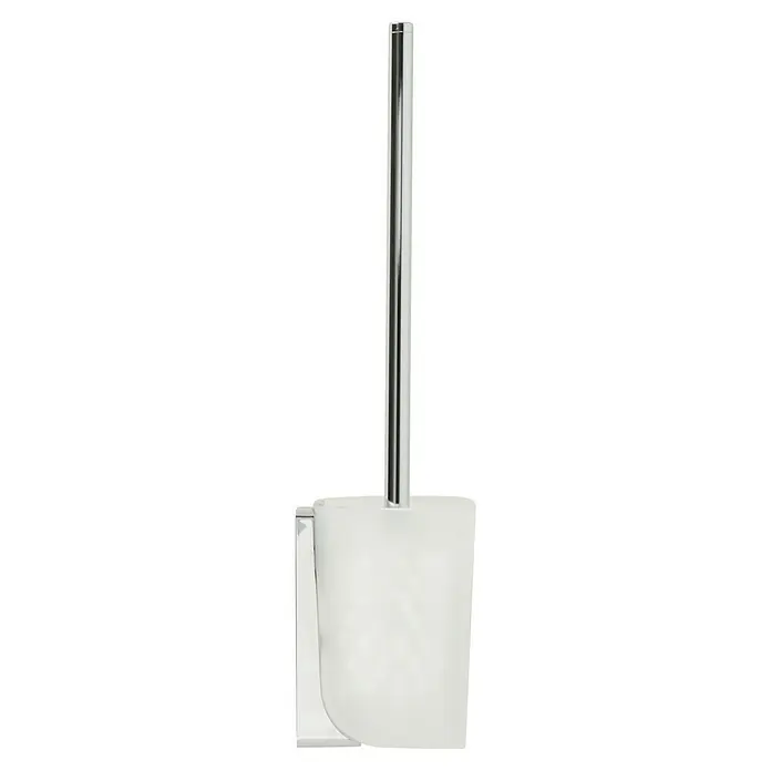 Keuco Elegance WC-Bürstengarnitur - Kristallglas, Weiß/Chrom - Ein stilvoller, freistehender Toilettenbürstenhalter mit einem glänzenden Chromgriff und einem weißen Behälter. Perfekt für jedes moderne Badezimmer.