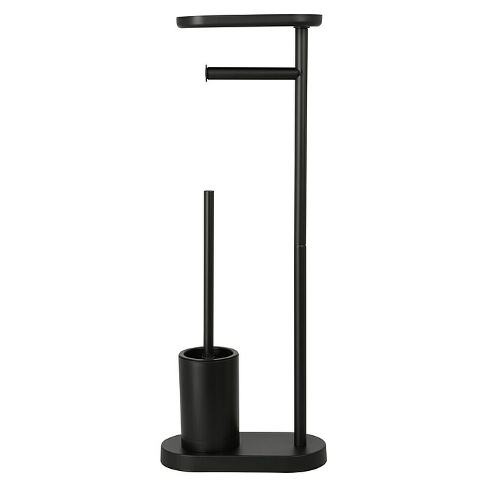 Camargue Conjunto de escobillero y portarrollos Salsa (Altura: 67,5 cm, Negro, Mate) | BAUHAUS