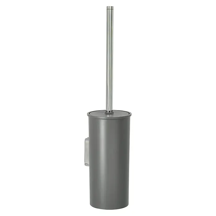 Keuco Collection Moll WC-Bürstengarnitur - Grau, Kunststoff - Ein grauer WC-Bürstenhalter mit einem silbernen Griff, der sich perfekt für jedes Badezimmer eignet. Praktisch und stilvoll.