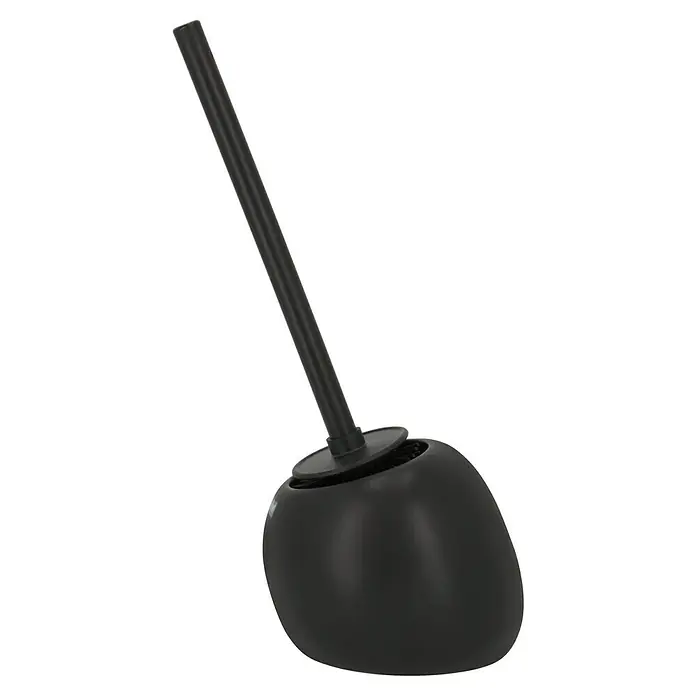 Wenko WC-Bürstengarnitur Posina - Silikon, Schwarz - Schwarze Toilettenbürste mit Halter, ein praktisches und stilvolles Badaccessoire zur Reinigung und Pflege Ihrer Toilette.