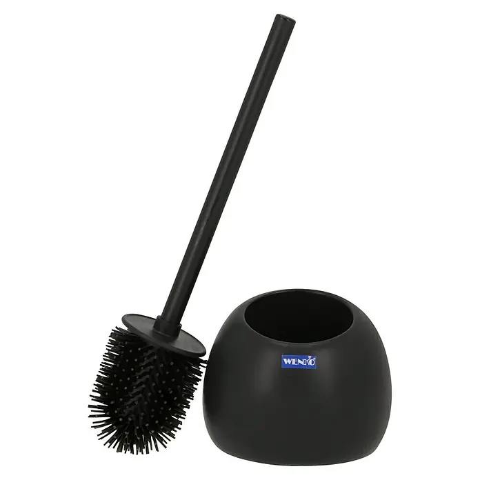 Wenko WC-Bürstengarnitur Posina - Silikon, Schwarz - Schwarze WC-Bürste mit Halterung von Wenko. Praktisches und stilvolles Accessoire für jedes Badezimmer. Hygienische Reinigung garantiert!