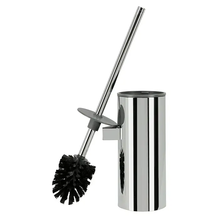 Keuco Collection Moll WC-Bürstengarnitur - Kunststoff, Chrom/Anthrazit - Eine glänzende Toilettenbürste mit Halterung. Das Set ist in Chrom gehalten und hat eine schwarze Bürste für die Reinigung der Toilette.
