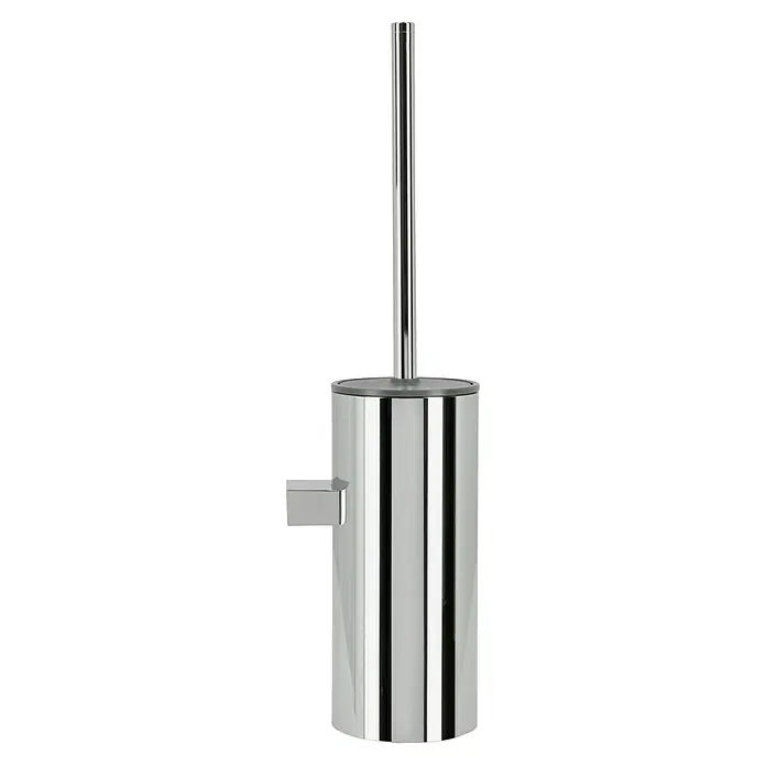 Keuco Collection Moll WC-Bürstengarnitur - Kunststoff, Chrom/Anthrazit - Bild einer glänzenden, silbernen WC-Bürste mit Halterung, die ein sauberes und stilvolles Badezimmeraccessoire darstellt.