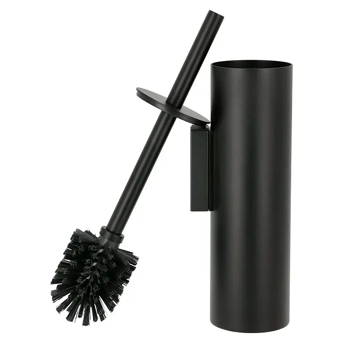 Zack WC-Bürstengarnitur Tubo - Wandmontage, Schwarz, Matt - Eine schwarze Toilettenbürste mit Halterung. Das Set ist modern und passt gut in jedes Badezimmer. Die Bürste ist robust und langlebig.