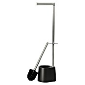 Venus Conjunto de escobillero y portarrollos Tango (Negro/Cromo, Altura: 65,5 cm, Metal) | BAUHAUS
