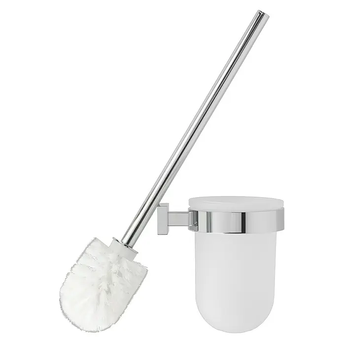 Grohe Essentials Cube WC-Bürstengarnitur - Chrom, Glänzend - Ein WC-Bürsten-Set mit Halterung in Chrom und Weiß, das Badezimmer-Accessoire für Sauberkeit und Hygiene.
