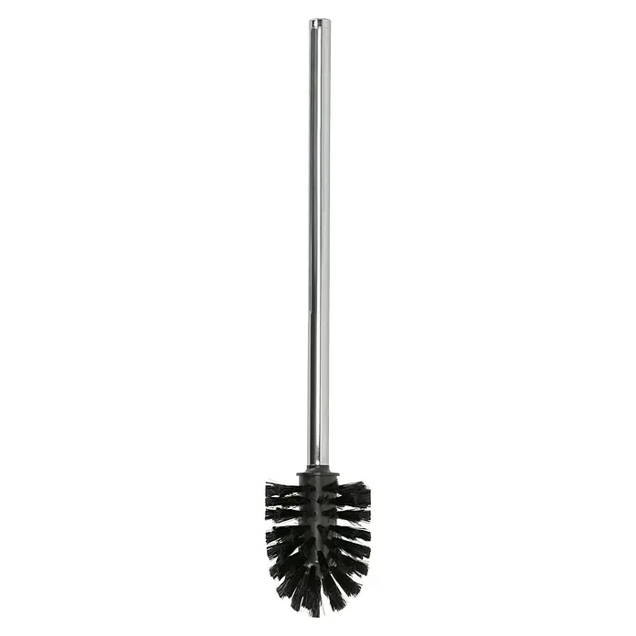 Keuco Plan Ersatzbürste - Schwarz/Chrom - Eine Toilettenbürste mit einem Chromgriff und einem schwarzen Bürstenkopf. Das Badzubehör ist unverzichtbar für die Badreinigung.