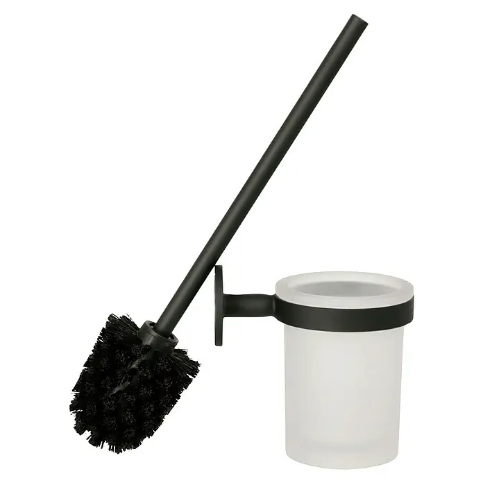 Lenz WC-Bürstengarnitur Nero - Metall, Schwarz, B x H: 9,4 x 35 cm - Eine Toilettenbürste mit Halterung in Schwarz und Weiß. Praktisches und stilvolles Badezimmeraccessoire für die Reinigung und Hygiene.