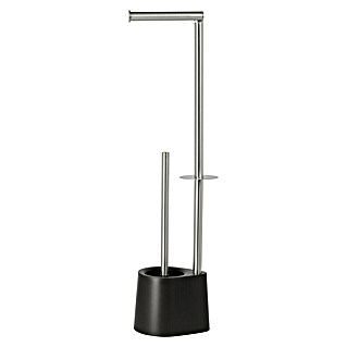 Venus Conjunto de escobillero y portarrollos Tango (Negro/Cromo, Altura: 65,5 cm, Metal)