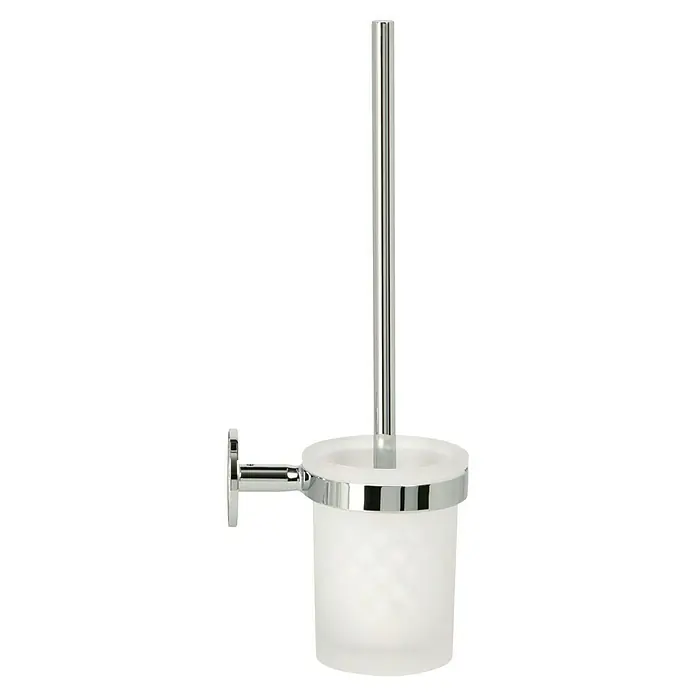 Lenz WC-Bürstengarnitur Vida - Metall, Chrom, B x H: 9,4 x 35 cm - Badezimmer-Accessoire: Eine elegante Toilettenbürste mit Halterung in Chrom und mattiertem Glas für stilvolle Hygiene.