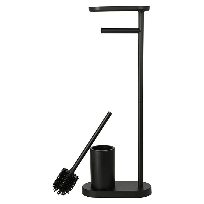 Camargue Conjunto de escobillero y portarrollos Salsa (Altura: 67,5 cm, Negro, Mate) | BAUHAUS