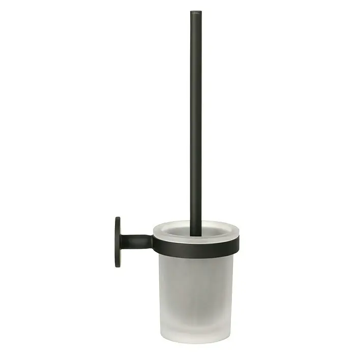 Lenz WC-Bürstengarnitur Nero - Metall, Schwarz, B x H: 9,4 x 35 cm - Ein eleganter WC-Bürstenhalter in Schwarz und Weiß. Praktisch und stilvoll für jedes Badezimmer.