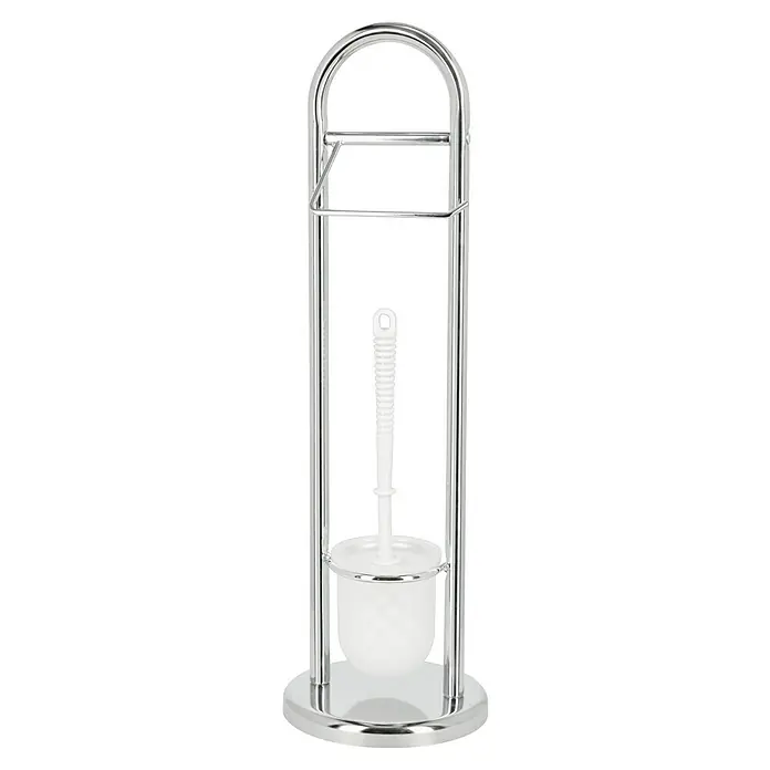 Venus WC-Kombi-Bürstengarnitur Amicella - Höhe: 63 cm, Chrom, Metall - Chromfarbene WC-Garnitur mit weißer Bürste und Halterung für stilvolle Badaccessoires. Die glänzende Oberfläche verleiht jedem Badezimmer einen Hauch von Eleganz.