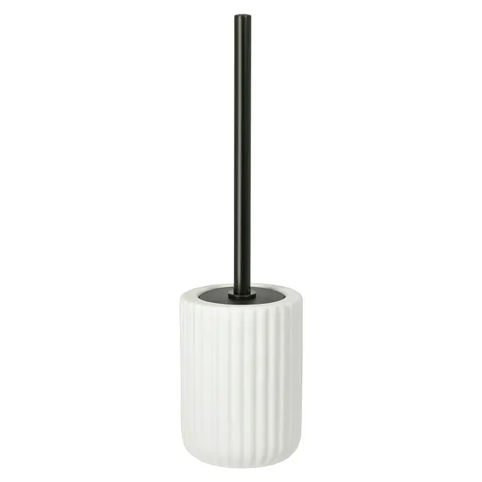 Wenko Belluno WC-BürstengarniturKeramik, Weiß - Weiße Toilettenbürste mit geripptem Design und schwarzem Griff. Elegante Badaccessoires für moderne Badezimmer.\n
