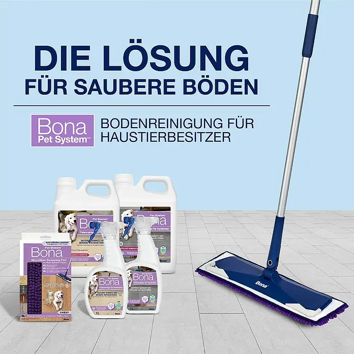 Bona Pet System Ersatz-Bezug Mikrofaser Sweeping Pad - Mikrofaser, Passend für: Bona Flachwischer Premium Teleskopmopp, Lila - Das Bona Pet System, die Lösung für saubere Böden mit Reinigungsflüssigkeiten, Sprays und einem Mopp mit Mikrofaser-Reinigungspad.
