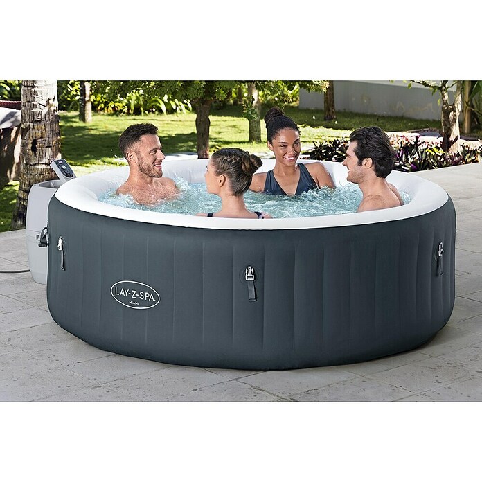Bestway Lay-Z-Spa Mobil-Whirlpool Miami Air Jet (Ø x H: 196 x 66 cm, Anthrazit, 908 l) | BAUHAUS