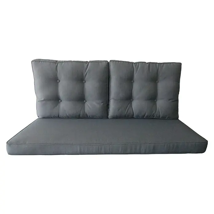 Ersatzkissen Amelie Low-Dining Lounge - Passend für: Sunfun Amelie Loungemöbel-Set - Graue Bankauflage mit Rückenlehne und Knöpfen. Ideal für Gartenmöbel.