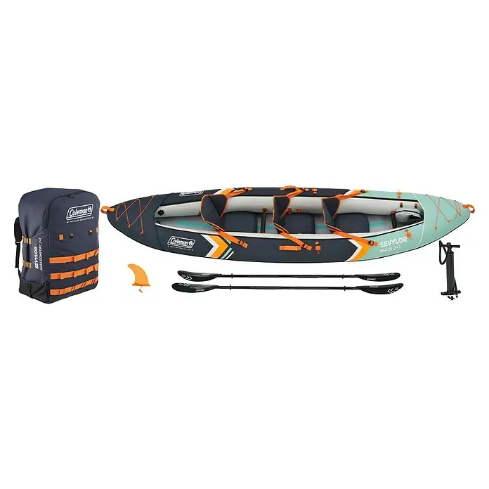 Sevylor Kajak Maui 2 + 1 - L x B: 380 x 98 cm, Nutzlast: 250 kg, Geeignet für: 2+1 Personen - Das Sevylor Maui 2+1 Kajak-Set, ideal für Paddel-Abenteuer. Mit Paddeln, Pumpe und Tragetasche für einfachen Transport und sofortigen Einsatz.