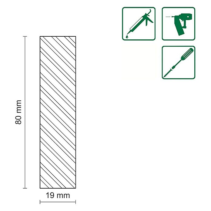FLACHLEISTE LAERCHE ROH 18,7X79,7mm 100cm