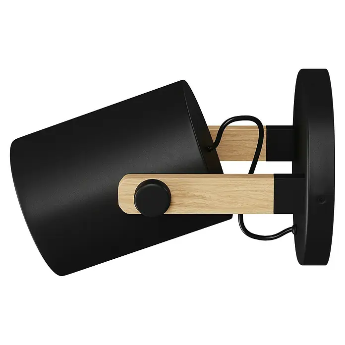 Eglo Hornwood Wandleuchte rund - 28 W, Schwarz/Creme, E27 - Schwenkbare Wandleuchte in Schwarz und Holzoptik. Das moderne Design macht diese Lampe zu einem Hingucker in jedem Raum.