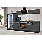 Respekta Premium Composición de cocina (Ancho: 310 cm, Con dispositivos eléctricos, Gris de alto brillo)