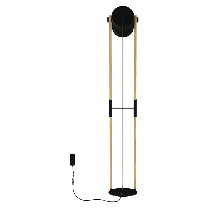 Eglo Hornwood Stehleuchte - Höhe: 140 cm - Elegante Stehlampe mit schwarzem Lampenschirm und Holzgestell. Das minimalistische Design macht sie zu einem stilvollen Hingucker in jedem Raum.