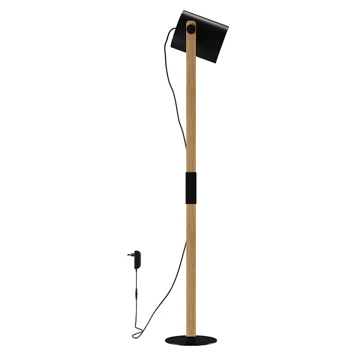 Eglo Hornwood Stehleuchte - Höhe: 140 cm - Elegante Stehlampe mit Holzständer und schwarzem Lampenschirm. Das moderne Design der Lampe fügt sich nahtlos in jeden Raum ein und sorgt für stilvolle Beleuchtung.