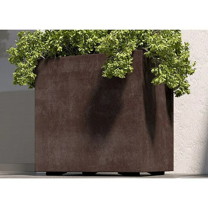 Deroma Millennium Pflanzkübel eckig - L x B x H: 49 x 49 x 49 cm, Kunststoff, Brownstone - Ein quadratischer, brauner Pflanzkübel mit üppigem Grün. Der Pflanzkübel ist schlicht und modern und bringt die Pflanze schön zur Geltung.