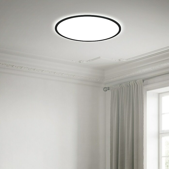 Ledpaneel, rond met backlight Zwart (Ø x h: 480 x 30 mm, Neutraal wit) | BAUHAUS