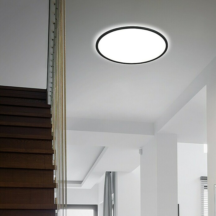 Ledpaneel, rond met backlight Zwart (Ø x h: 480 x 30 mm, Neutraal wit) | BAUHAUS