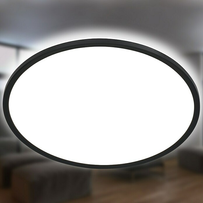 Ledpaneel, rond met backlight Zwart (Ø x h: 480 x 30 mm, Neutraal wit) | BAUHAUS