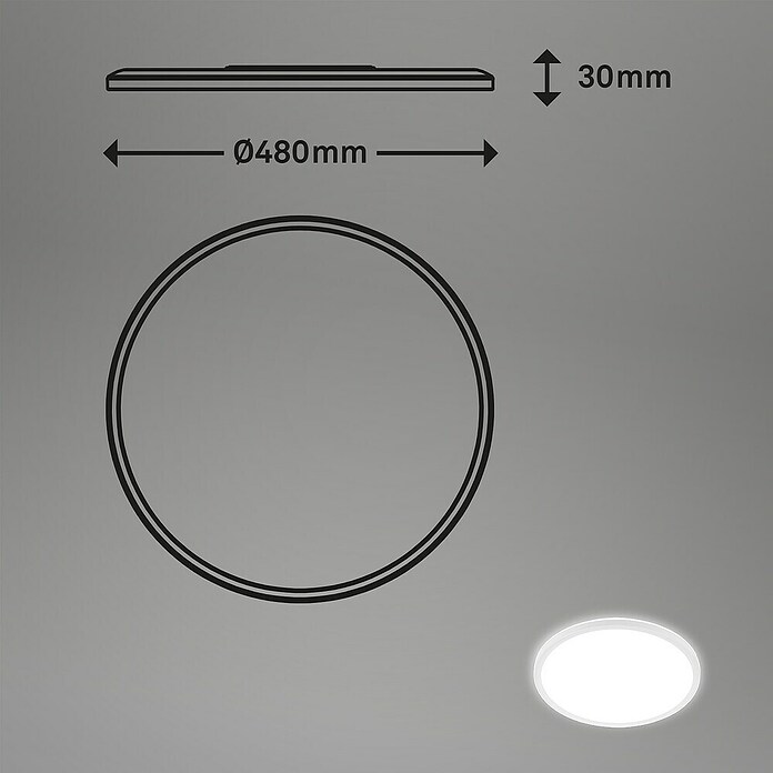 Ledpaneel, rond met backlight Wit (Ø x h: 480 x 30 mm, Neutraal wit) | BAUHAUS