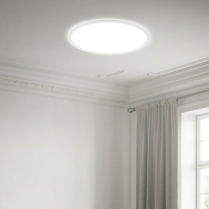 Ledpaneel, rond met backlight Wit (Ø x h: 480 x 30 mm, Neutraal wit) | BAUHAUS